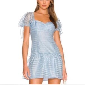 like new Amanda Uprichard blue puff sleeve mini dress